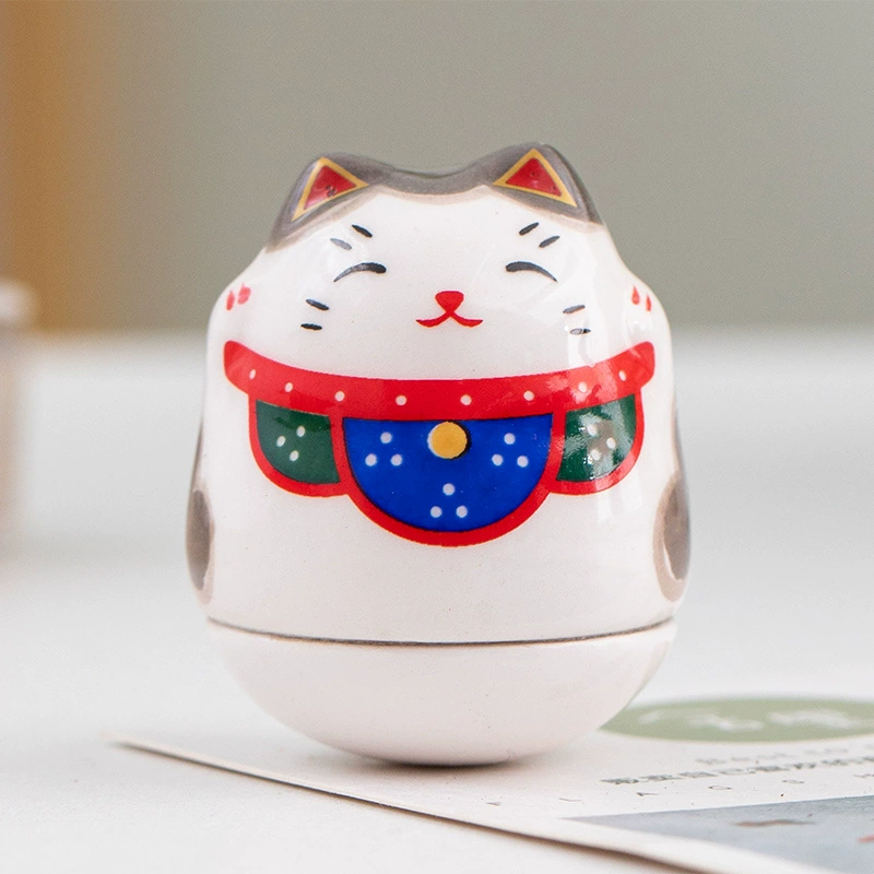 [文创zakka日式杂货 招财猫不倒翁猫咪猫 可爱日式 陶瓷家居摆件]