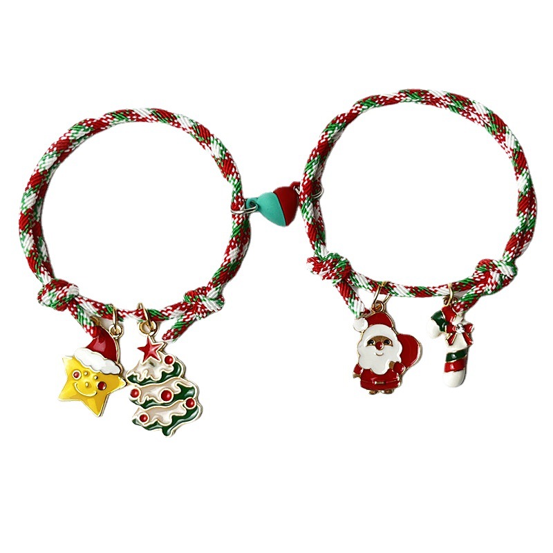 Bracelet unisexe de Noël pour le Nouvel An, le Père Noël, l'amour, l'attraction magnétique, le couple, une paire de bijoux pour petite amie_voghion.com
