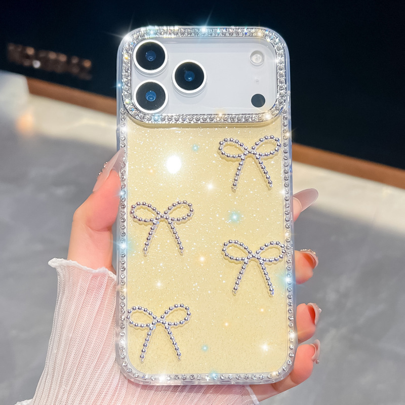 闪粉珍珠蝴蝶适用iPhone17Air苹果16E手机壳15promax奢华闪钻跨境|undefined