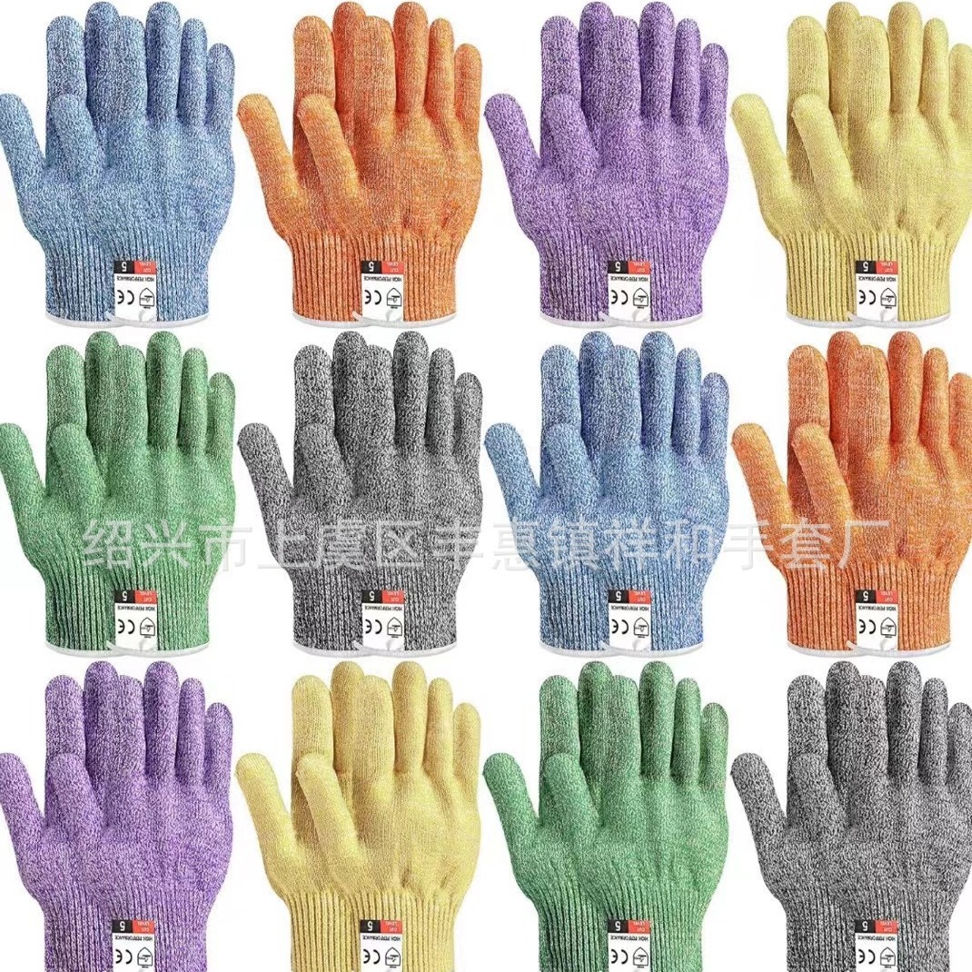 Cut resistant gloves跨境5级彩色防割手套 HPPE园艺防护手套厨房