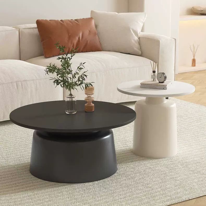 奶油风客厅岩板茶几简约现代2026新款小户型网红花朵茶几圆形茶桌