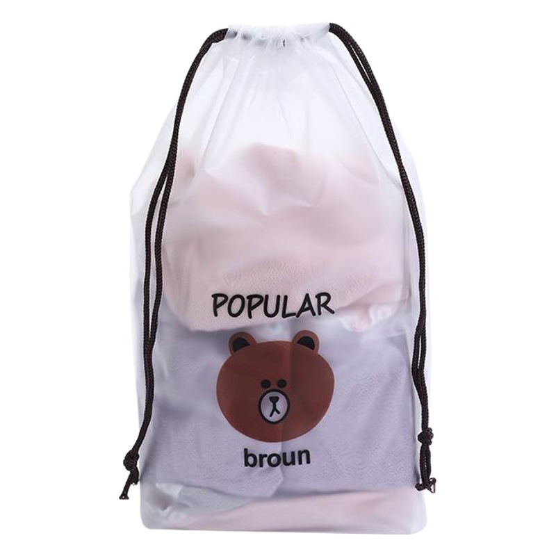PEVA helado de dibujos animados leche de oso té bolsa de cordón toalla bolsa de almacenamiento polainas calcetines bolsa de cordón