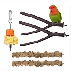 Parrot Stand, Perch Rod, Spice Pepper Wood Stand Frame, Bird Supplies & Tools Combo Set, Chewable Cross-Border Bird Toy