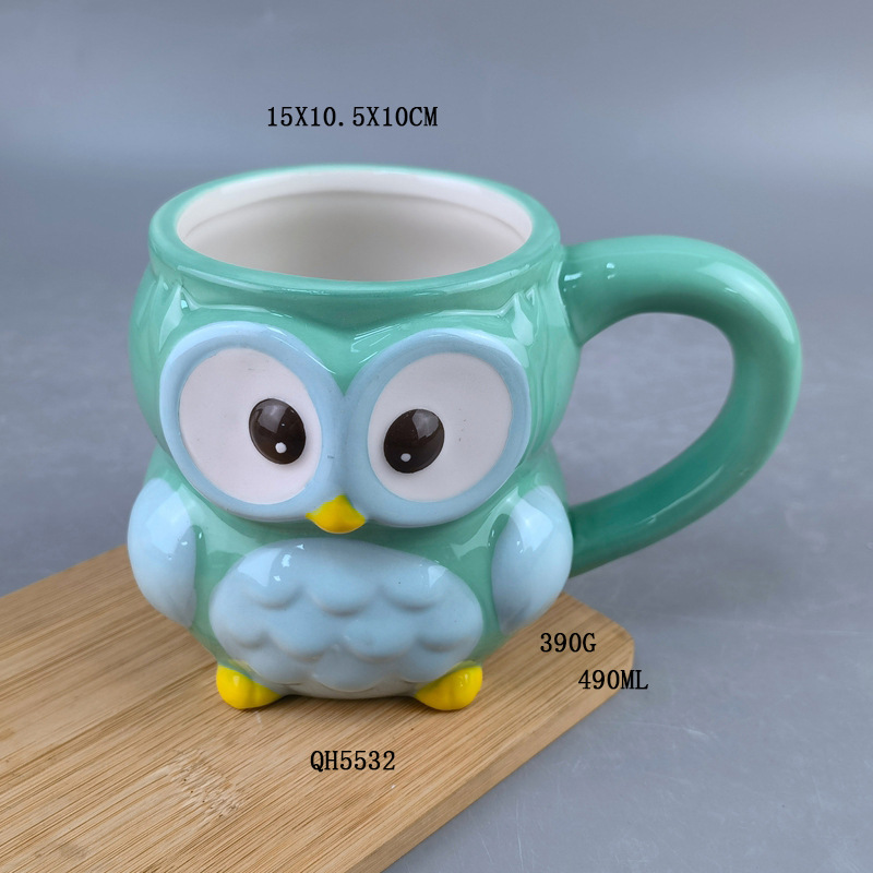 Selección estricta de cerámica búho taza pintada a mano taza de café 3D taza de regalo