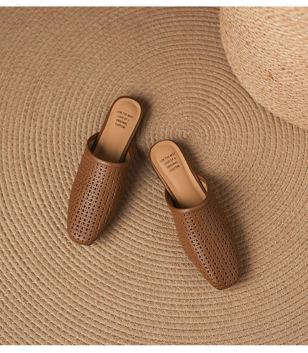 Dép sandal nữ quai chữ V đế bệt da bò mùa xuân hè — đen chi tiết 23