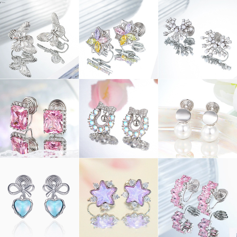 Pendientes de clip Xuping de aleación de cobre con baño de plata, diseño elegante y exclusivo, aretes graciosos y dinámicos para mujeres sin perforaciones en las orejas.