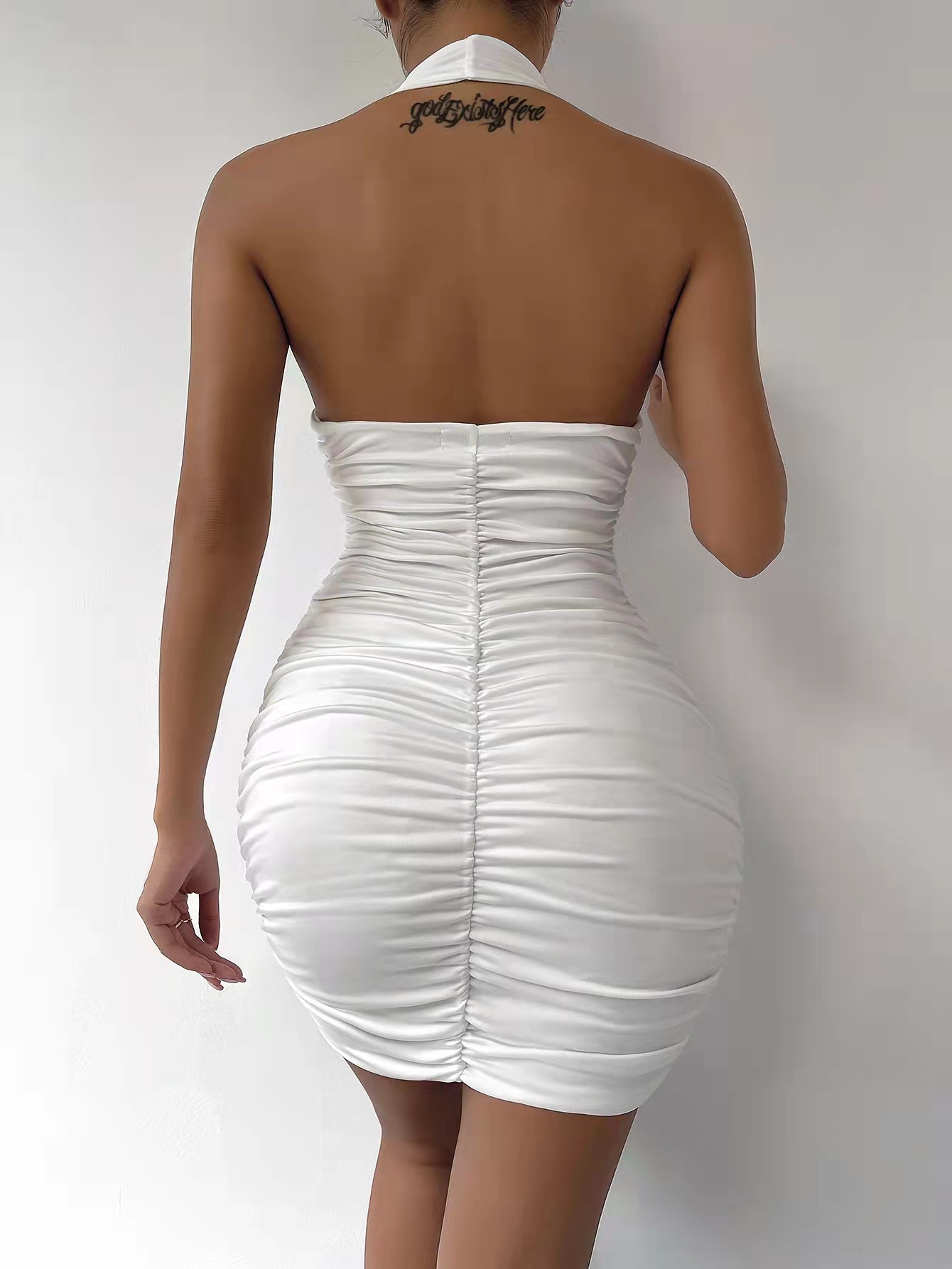 Sleeveless Sleeve Type Polyester Fabric Type Wholesale Women's Sexy Simple Style Streetwear Zipper Solid Color Daily Date Bar Halter Neck Sleeveless Hip Skirt