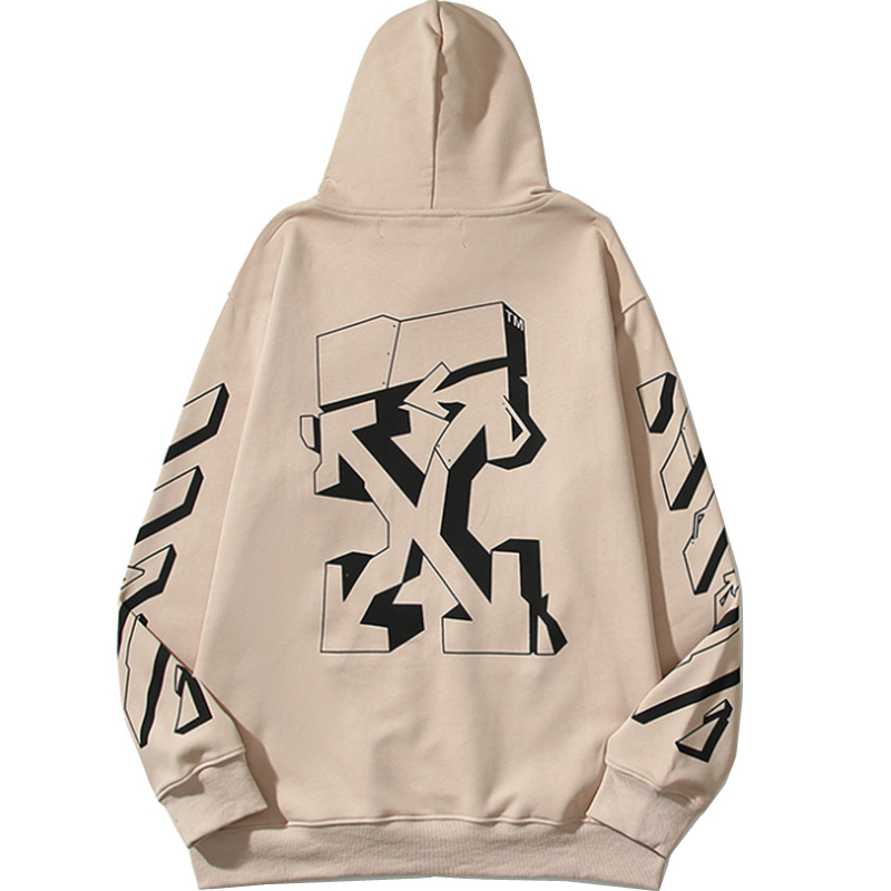 Marca de moda offwhite graffiti religioso pintura al óleo impresión de flecha hombre y mujer suelta OW pareja alta calle hoodie abrigo