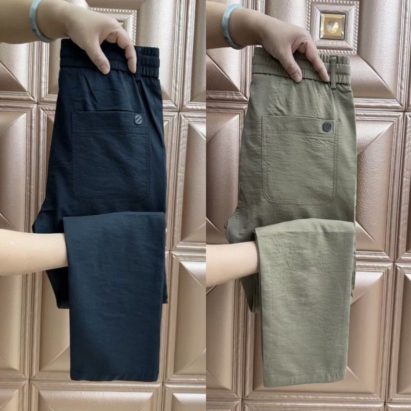 Pantalones casuales para hombres de verano delgados de moda de color sólido negocios versátil pantalones simples y cómodos pantalones largos sueltos transpirables