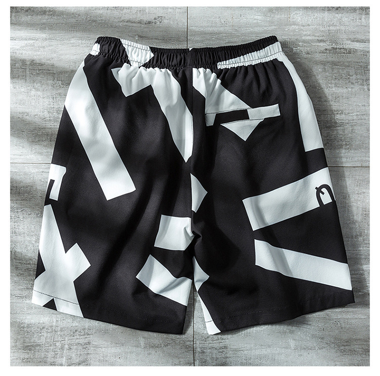 Men's Geometric Print Beach Shorts Breathable Quick-dry Drawstring_voghion.com