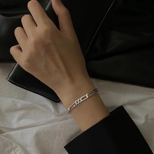 Boys' wrist jewelry, trendy men's double-layer retro titanium steel bracelet ins street design hip-hop keel bracelet for men