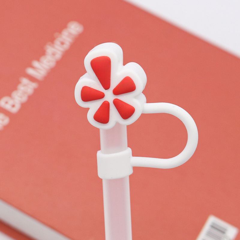 Nueva tapa de pajita de silicona 8-10mm linda muñeca de flores tapa a prueba de polvo se puede reciclar cubierta de pajita transfronteriza