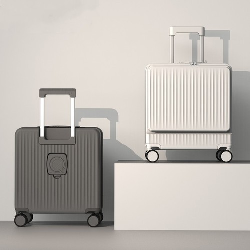 Luggage that can be boarded, front-loading suitcase, unisex pull-along suitcase, 18-inch silent aluminum frame, password travel suitcase, small suitcase