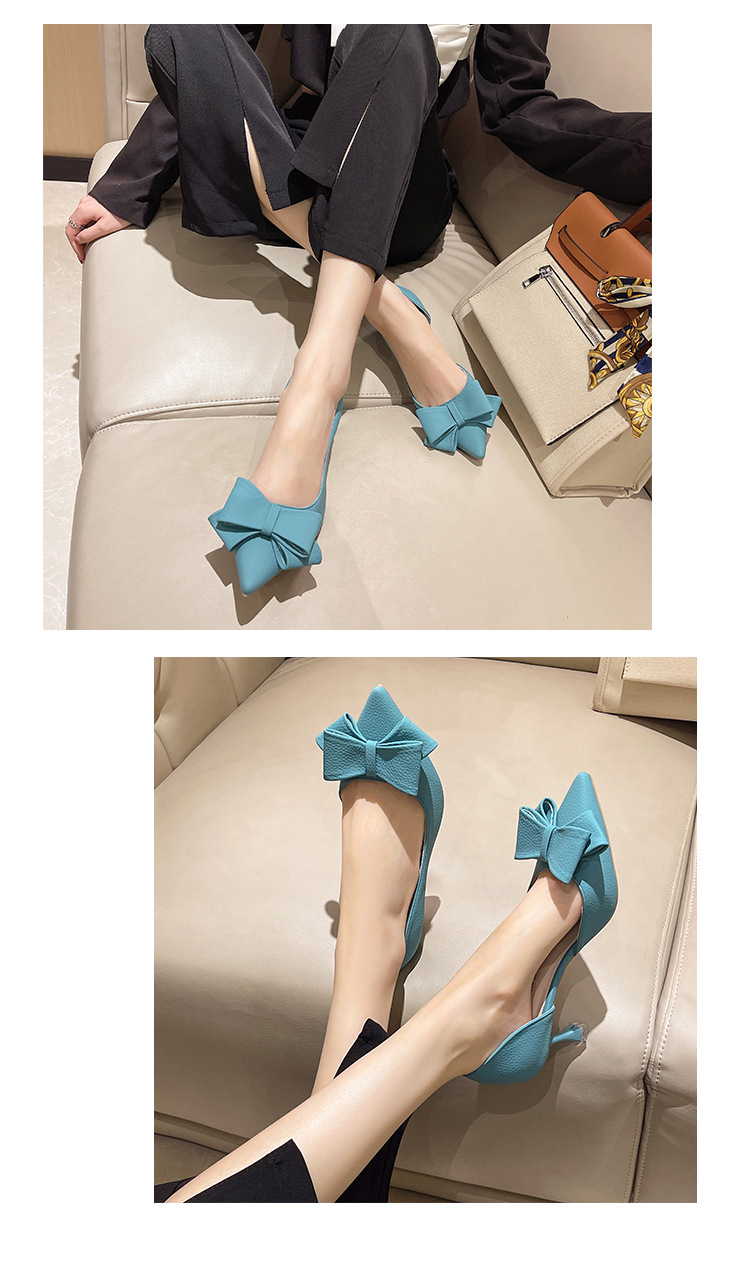 Women's Elegant Solid Color Bowknot Point Toe Pumps display picture 10