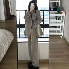时尚休闲西装外套女春秋新款韩版宽松显瘦两件套西服套装