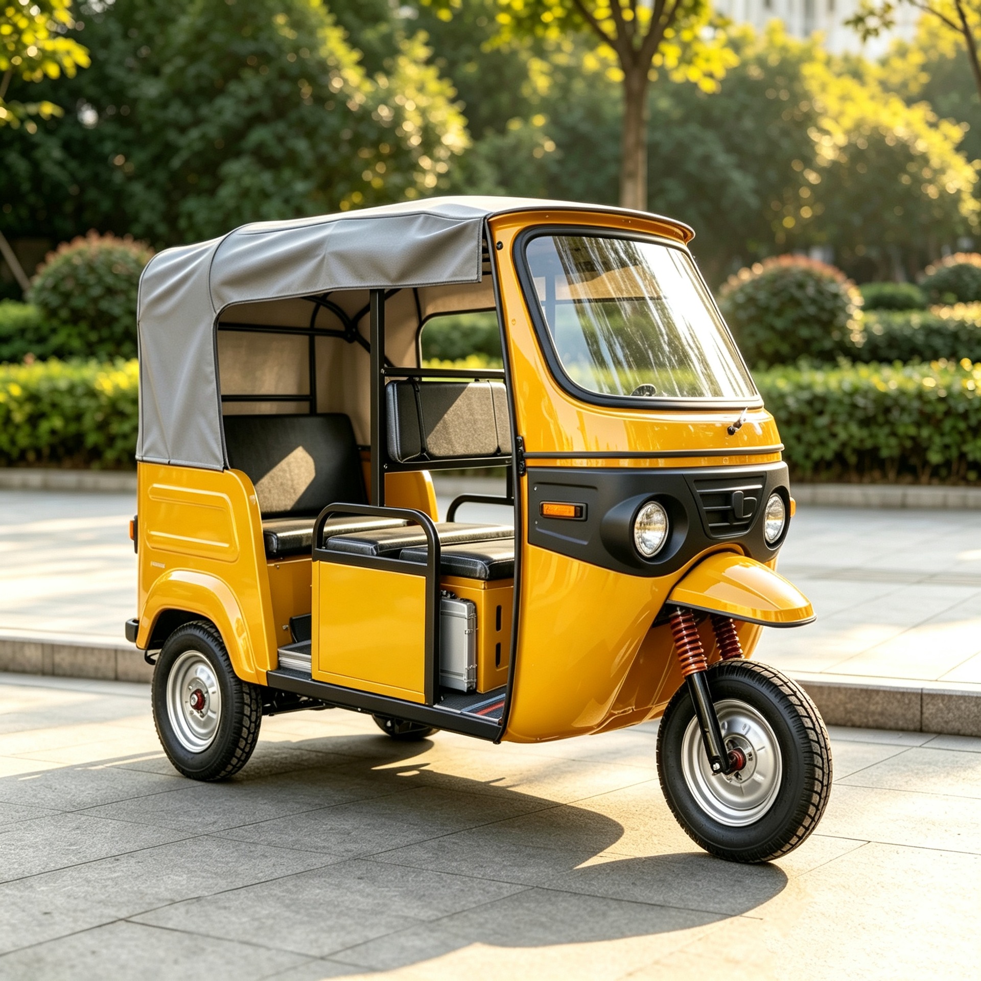 Fuel-powered passenger tricycle for export to Africa, durable and wear-resistant with large space, a popular fuel-efficient vehicle for cross-border trade