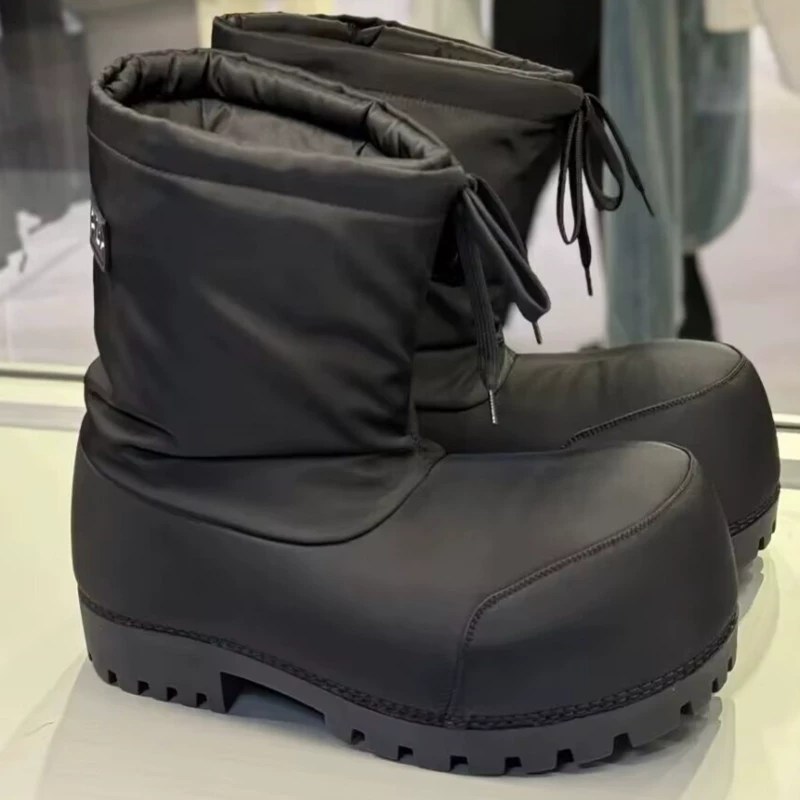 Winter ski high boots for men and women platform, drawstring