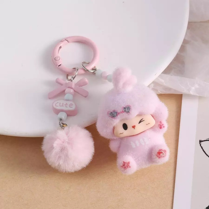New decorative bag plush Lulu dog keychain doll pendant DIY mobile phone accessory creative plush toy