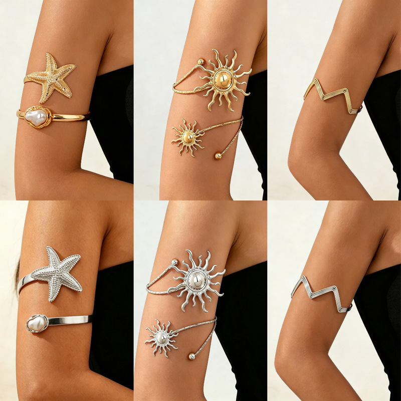 European and American Cross-border Marine Holiday Sea Star Alien Imitation Pearl Arm Ring Opening Adjustable Upper Arm Bracelet Women's Bracelet European and American Cross-border Marine Holiday Sea Star Alien Imitation Pearl Arm Ring Opening Adjustable Upper Arm Bracelet Women's Bracelet