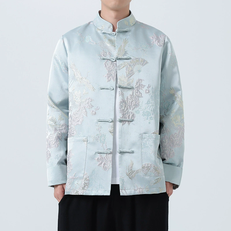 2024 осень и зима новый китайский стиль мужской ретро тренд жаккардовый китайский стиль ханьский костюм куртка плюс размер