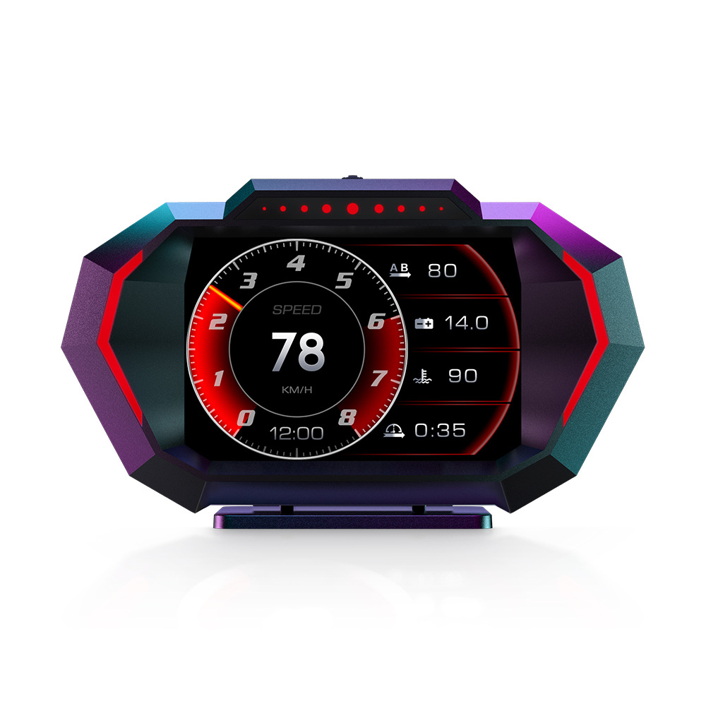 Nuevo monitor frontal HUD para automóvil P24 LCD OBD multifunción temperatura del agua consumo de combustible GPS medidor de pendiente de velocidad