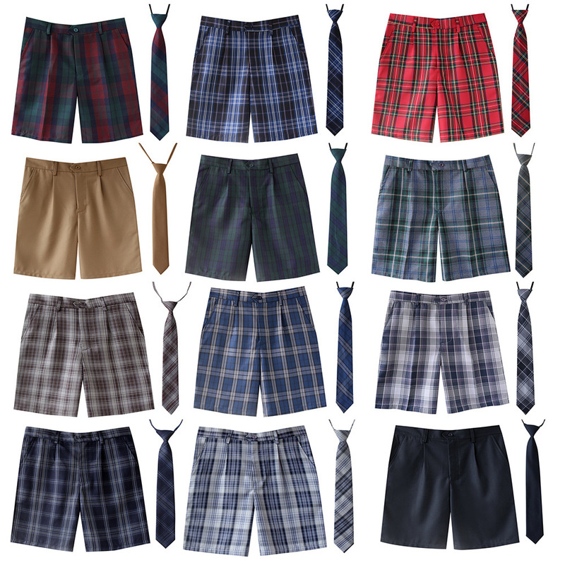 Dark Blue Pants DK Men's Pants Casual Pants Class Wear Pants Middle School University Youth College Style Plaid Men's Shorts