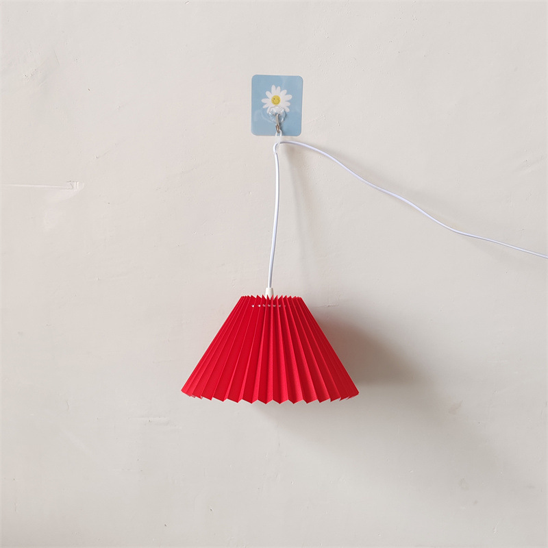 Lámpara plisada enchufable moderna minimalista Alquiler Apartamento B & B estudiante universitario dormitorio lámpara de noche