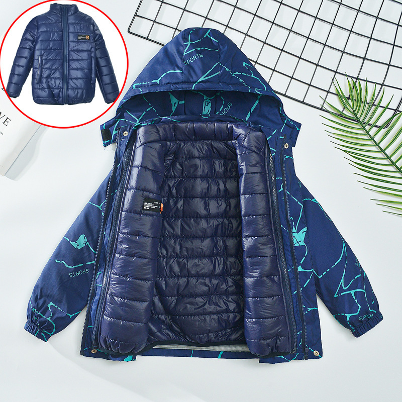 Bala Bala thickened spring and autumn jacket for boys, detachable windbreaker, versatile cotton coat, three-in-one