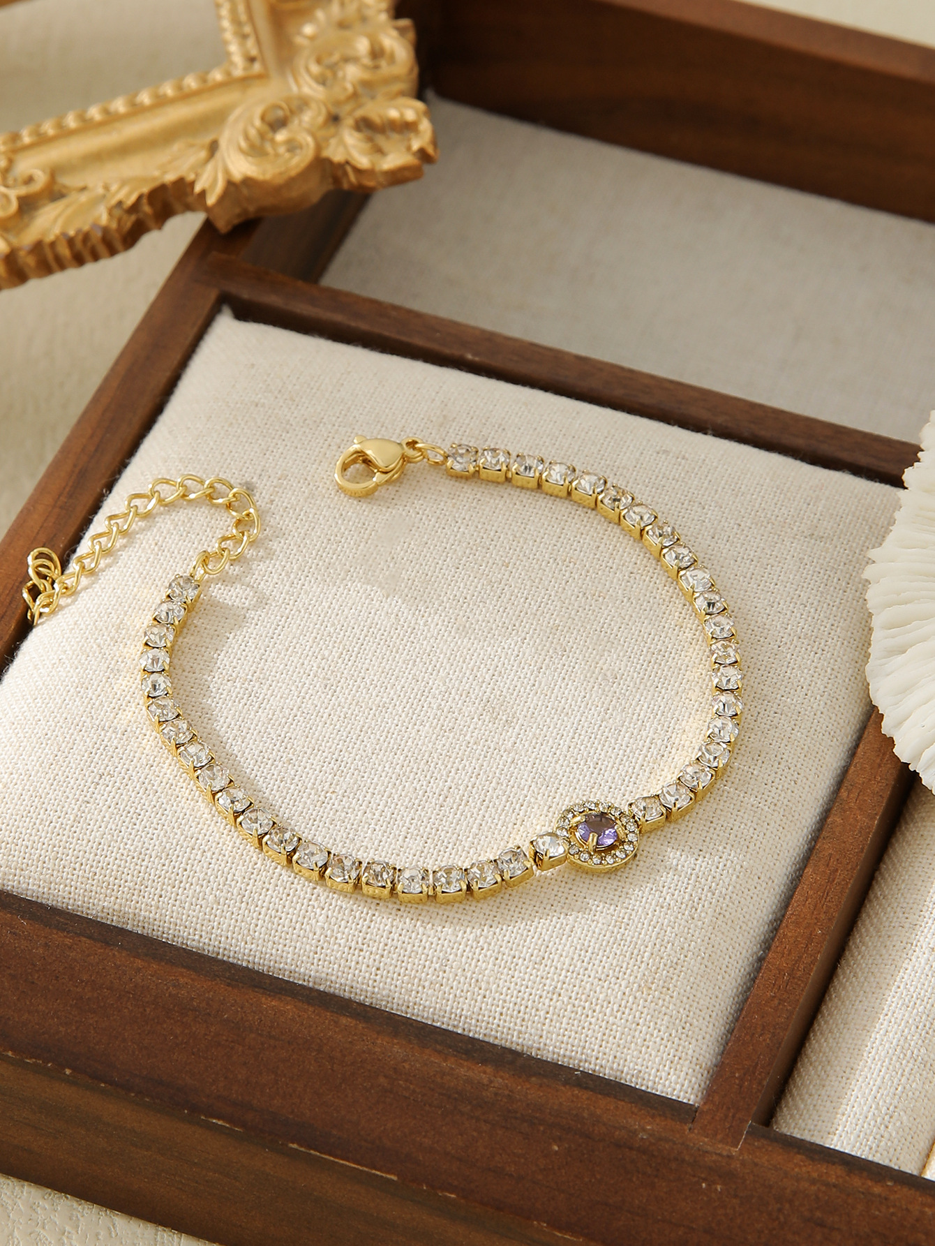 Tennis Chain Chain Type Shiny Geometric 304 Stainless Steel Zircon Tennis Chain Bracelets In Bulk