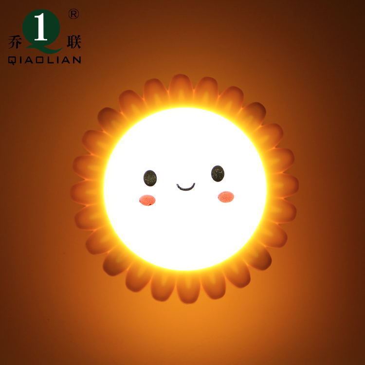 Luz de girasol con interruptor de luz de noche LED creativa de ahorro de energía enchufe de alimentación de la noche luz de noche de sueño