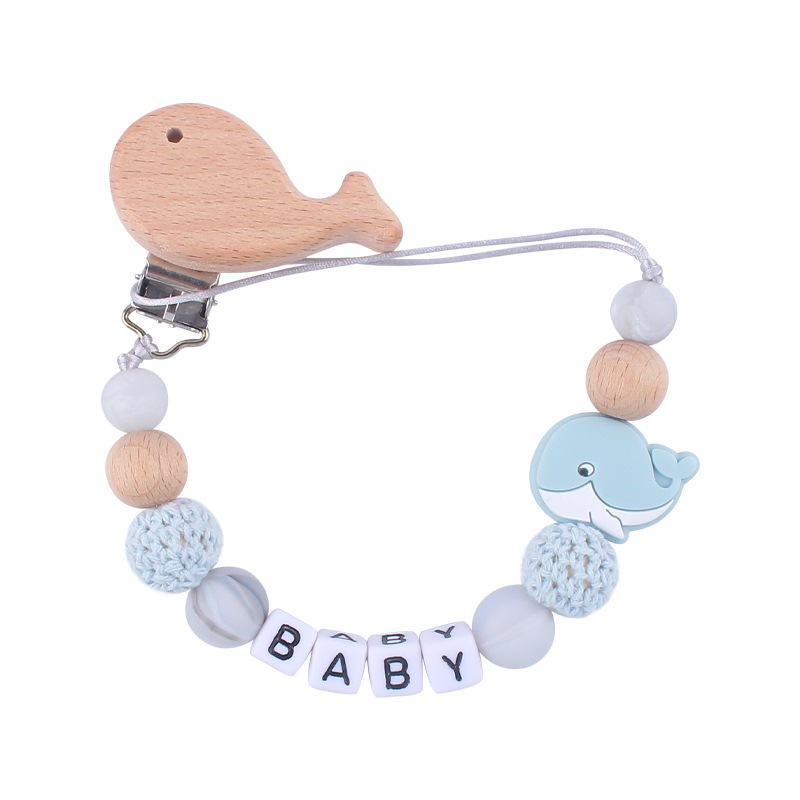 Nuevo bebé de haya animal chupete clip calmante bebé DIY animal mordedura molares chupete cadena