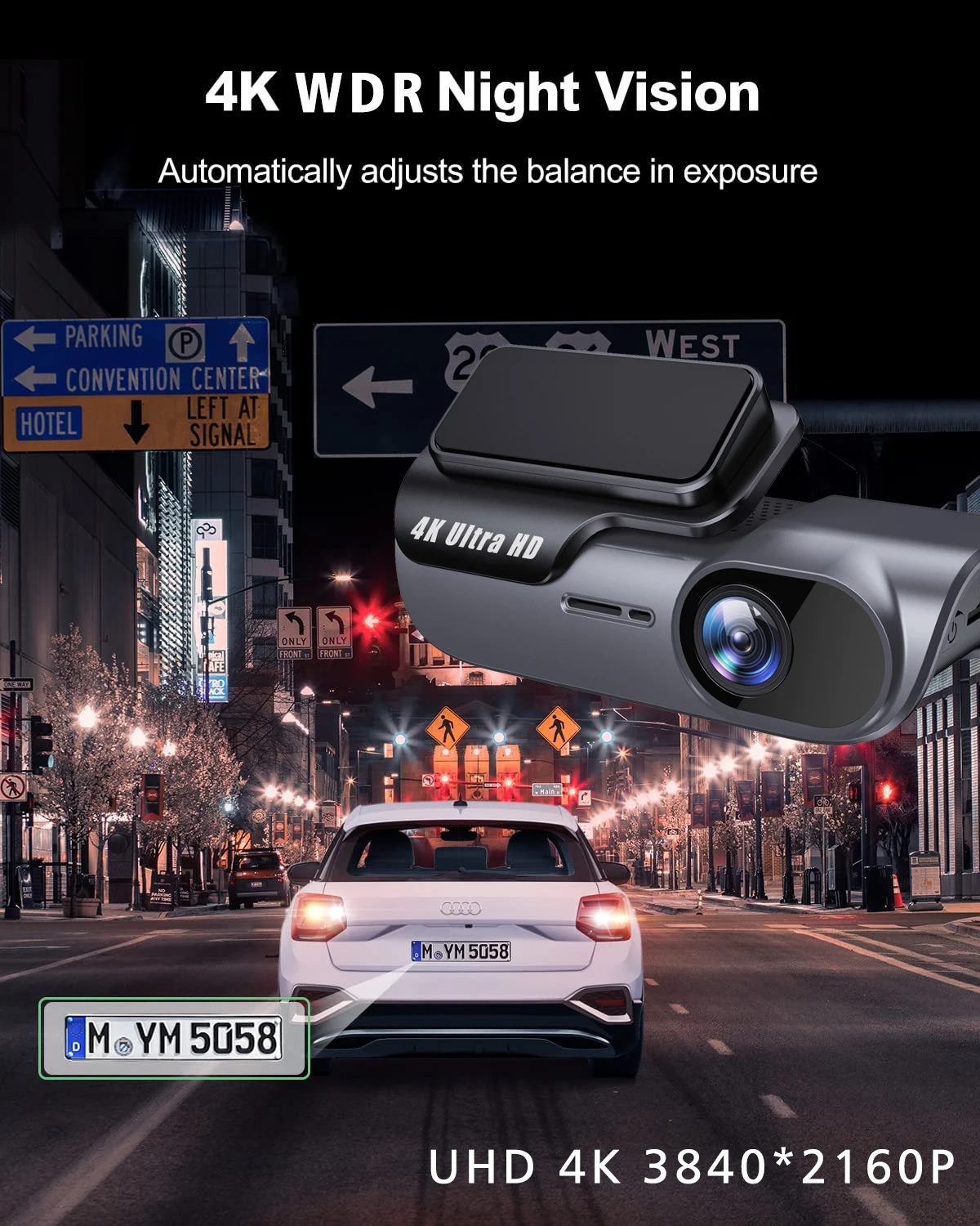 2026 New Product Cross-Border High-Definition 4K Car Dashcam Front and Rear Camera Dashcam Vehicle Recorder