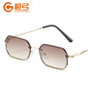 Brand marine metal square fashionable sunglasses, internet celebrity, European style