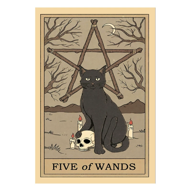 Винтажный кошачий гобелен Спальня Гостиная Кабинет декоративный гобелен Таро игральные карты скатерть