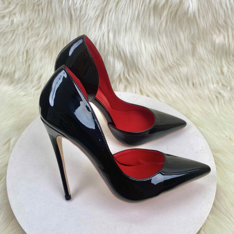 2023 Upgraded Red Lining High Heels Slightly Shallow Mouth Side Hollow Pointed Toe Stiletto Heels Red Sole 10cm Patent Leather Hollow Shoes 2023 Upgraded Red Lining High Heels Slightly Shallow Mouth Side Hollow Pointed Toe Stiletto Heels Red Sole 10cm Patent Leather Hollow Shoes