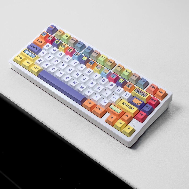 Jcm Cartoon Double-Engraved Translucent Pbt Original Full Set of Keycaps with Korean, German, European Standard, and Large Font Keycaps for Minor Languages
