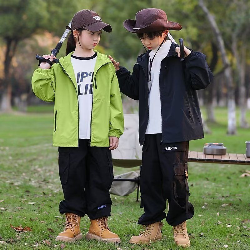 Children's Boys Thin Hooded Jacket Spring And Autumn Loose Versatile Solid Color Coat_voghion.com