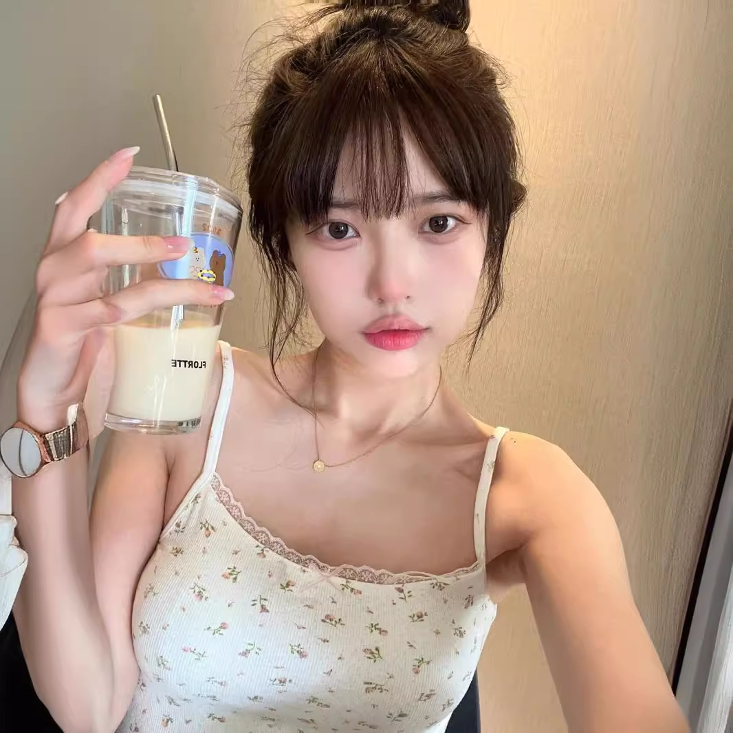 韩版吊带网红风夏季新款可爱修身上衣女碎花辣妹純欲风性感背心潮