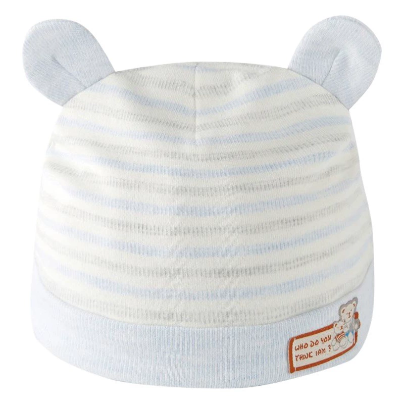 Двухслойная теплая фетальная шапка для новорожденных 0-3-6 месяцев с медвежьими ушками весенний, осенне-зимний детский пуловер-шапка