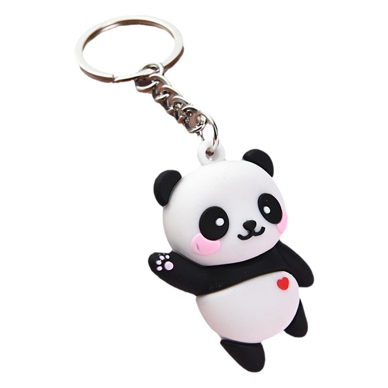 Cute little panda keychain national treasure auspicious silicone doll pendant couple car bag ornaments small gift
