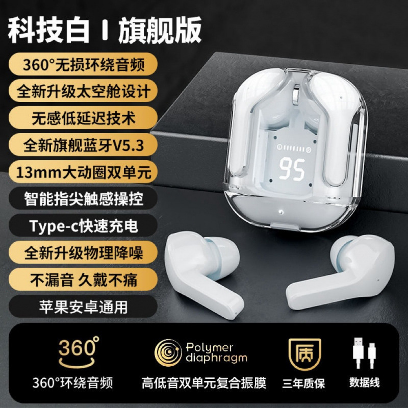 蓝牙耳机M76跨境爆款耳挂式开放式不入耳OWS骨传导无线彩色显示屏|undefined