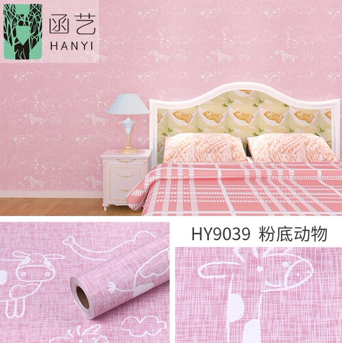 Factory direct selling self-adhesive wallpaper pink cartoon bedroom children's room boy girl wallpaper student dormitory sticky note