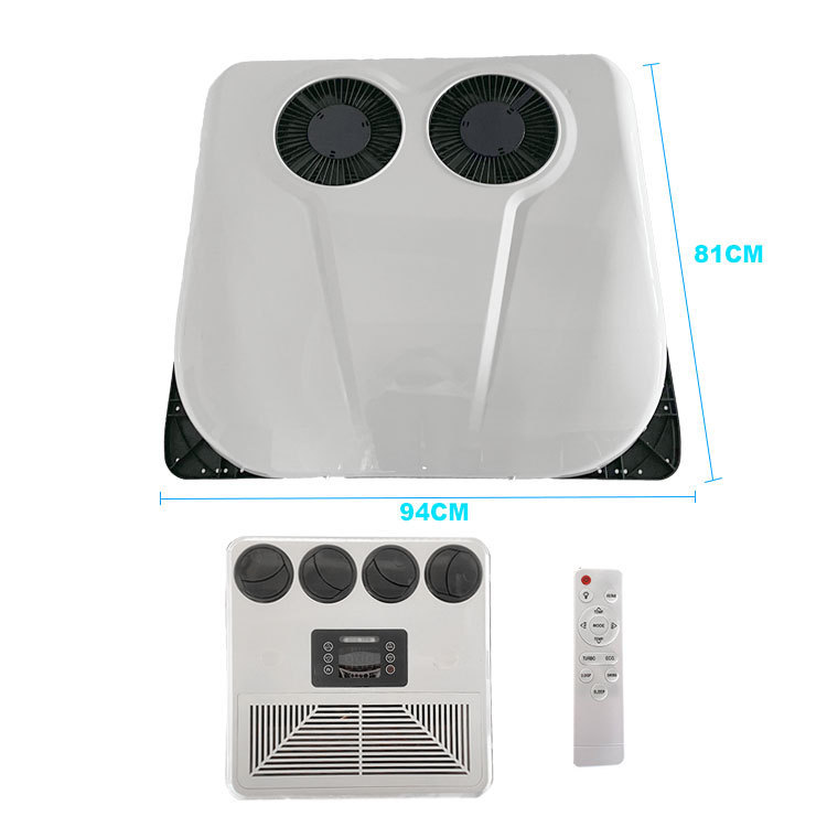 Cross-Border Manufacturer Wholesale Parking Air Conditioner Integrated 12V24V Double Fan Scroll Overhead Electric Rv Dining Car Air Conditioner