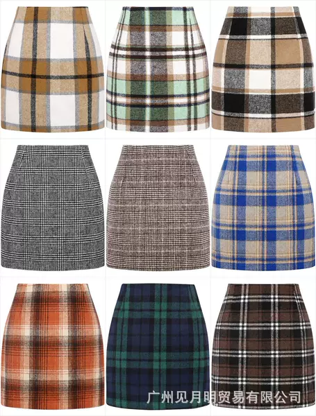 Amazon Independent Station Hot Cross-border Women's High Waist Paid Skirt Tight Pencil Wool Mini Skirt