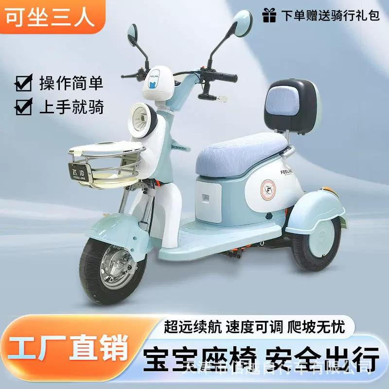 老人代步车接送孩子日常通勤买菜电瓶车小型休闲电动三轮车偏三轮