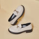 Genuine leather loafers Women's Flat 2024 spring new slip-on Japanese small leather shoes horse buckle basic single-layer shoes