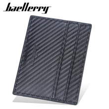 Baellerry新款碳纤维男士卡包简约双面卡位卡夹PU皮卡套现货批发