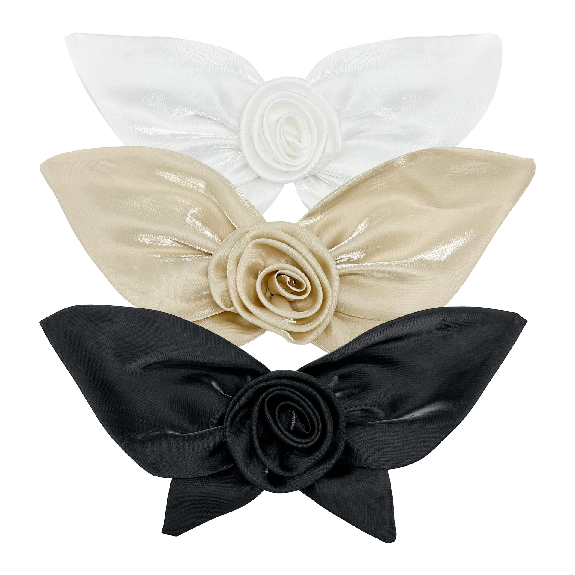 Tricolor estereoscópico satén ropa de arco broche pin desmontable Lolita tocado peluquería bolsa decoración