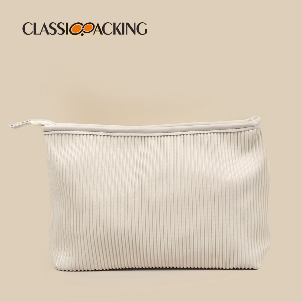 Bolsa de cosméticos japonesa simple, bolsa de lavado portátil de material PU plisado personalizado, bolsa de almacenamiento de productos para el cuidado de la piel de lujo ligero multifuncional