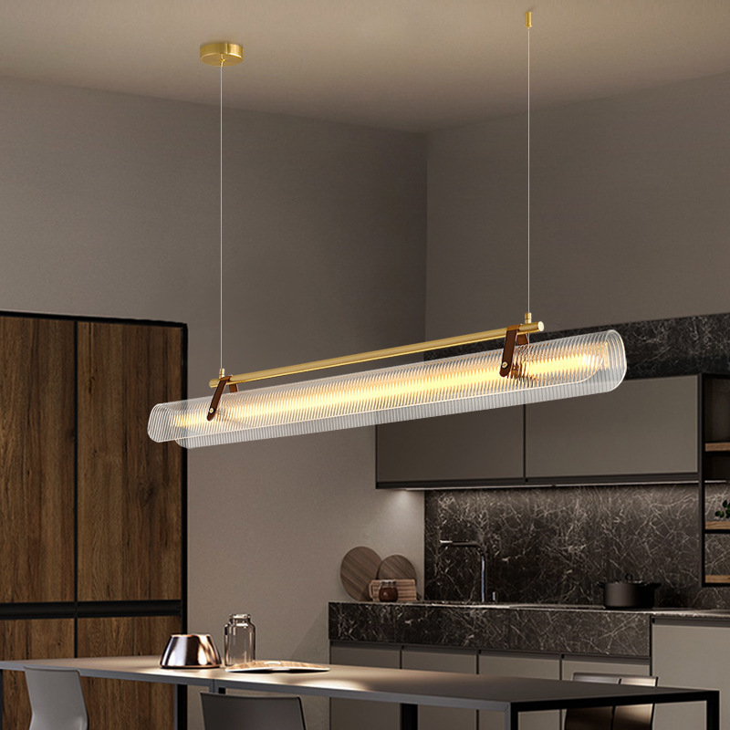 Minimalist Restaurant Chandelier Italian Designer Modern Minimalist Office Showroom Bar Table Island Table One-word Long Lamps